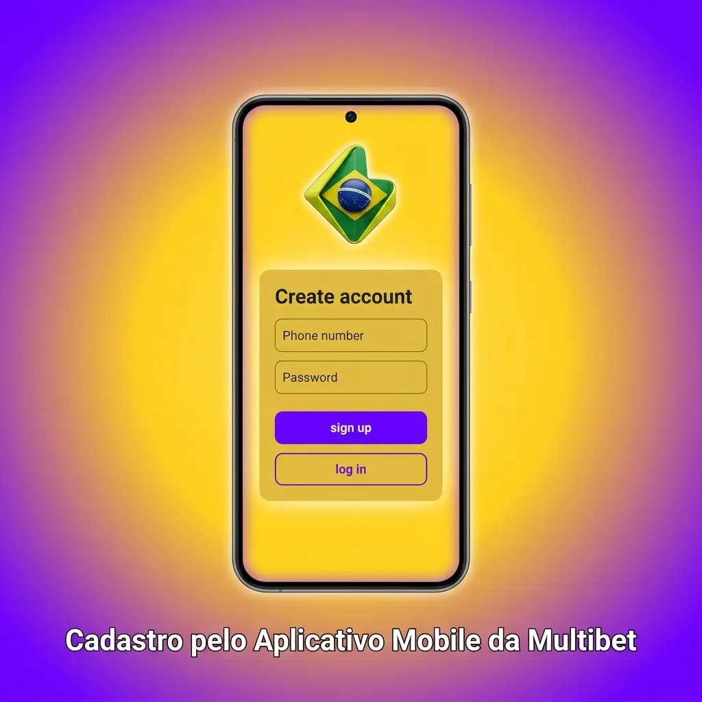 Cadastro no aplicativo mobile da Multibet com etapas de download, instalação e registro em Android ou iOS
