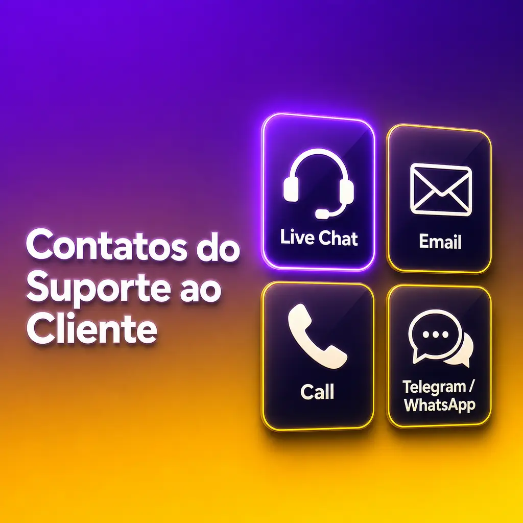 Canais de suporte ao cliente para dúvidas sobre depósitos, saques e pagamentos via chat, e-mail e WhatsApp