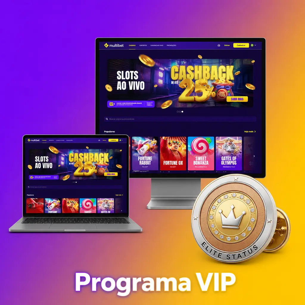 Programa VIP da Multibet com recompensas como cashback, bônus exclusivos e atendimento prioritário para jogadores fiéis