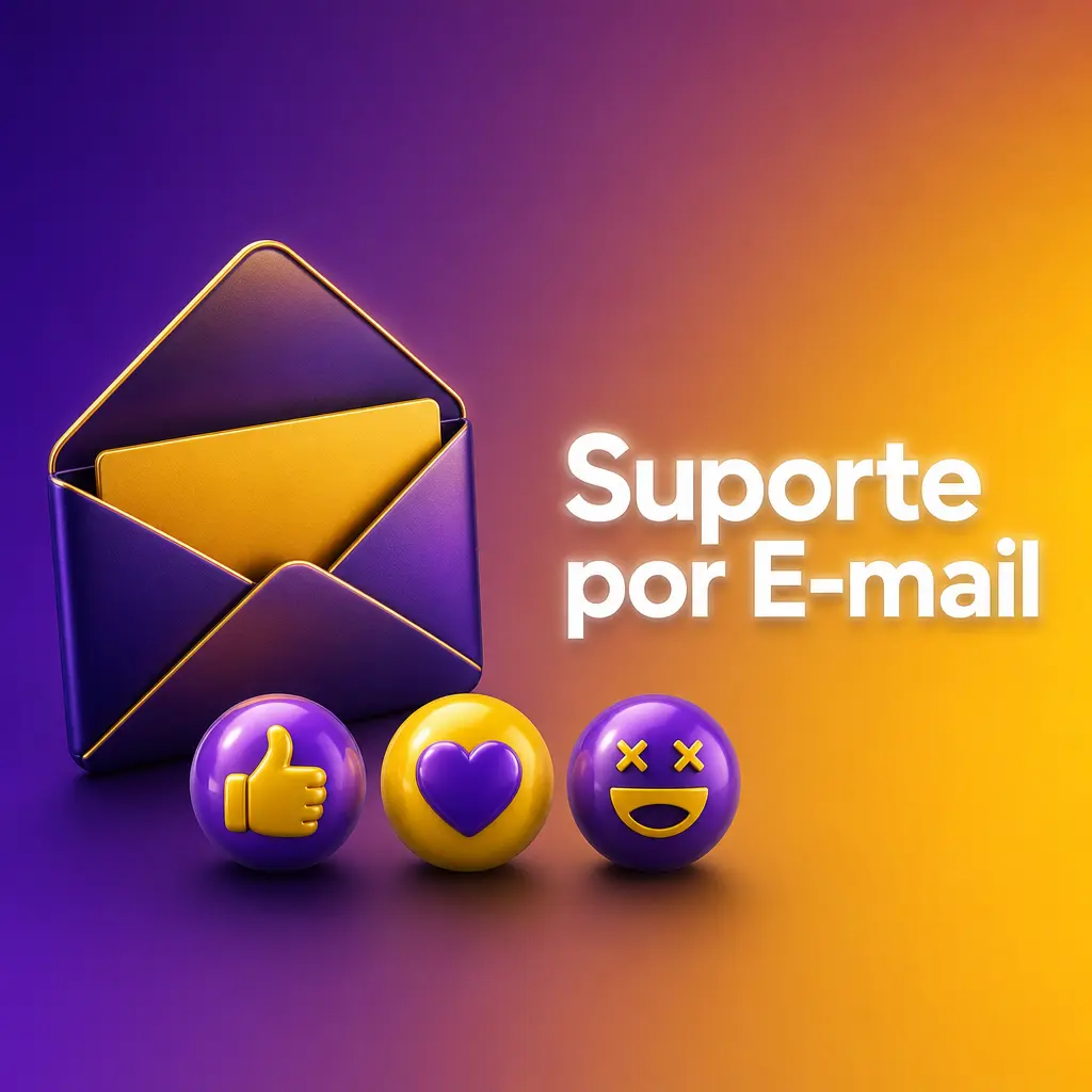 Ícone de envelope representando suporte por e-mail com tempo de resposta de até 24 horas